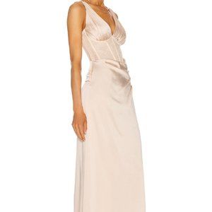 JONATHAN SIMKHAI  Maeve Lace Wrap Dress in Champagne
